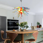 Hand-Blown Rainbow Curling Glass Chandelier Statement Multicolor Chihuly-Style Sculptural Art Pendant Light