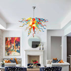 Hand-Blown Rainbow Curling Glass Chandelier Statement Multicolor Chihuly-Style Sculptural Art Pendant Light