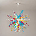 Hand-Blown Rainbow Glass Starburst Chandelier Multicolor Sculptural Art Pendant Light
