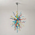 Hand-Blown Rainbow Curled Glass Art Chandelier Chihuly-Style Multicolor Sculptural Pendant Light