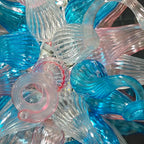 Hand-Blown Blue & Clear Glass Starburst Chandelier Artistic Sculptural Pendant Light
