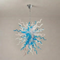 Hand-Blown Blue & Clear Glass Starburst Chandelier Artistic Sculptural Pendant Light