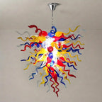Luxury Multicolor Hand-Blown Glass Art Chandelier Chihuly-Style Curled Spirals Glass Pendant Light