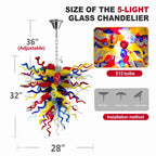 Luxury Multicolor Hand-Blown Glass Art Chandelier Chihuly-Style Curled Spirals Glass Pendant Light