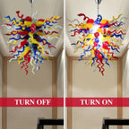 Luxury Multicolor Hand-Blown Glass Art Chandelier Chihuly-Style Curled Spirals Glass Pendant Light