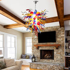 Luxury Multicolor Hand-Blown Glass Art Chandelier Chihuly-Style Curled Spirals Glass Pendant Light