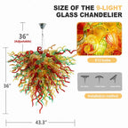 Abstract Luxury Multicolor Hand-Blown Glass Chandelier Chihuly-Style Sculptural Glass Art Pendant Light