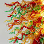 Abstract Luxury Multicolor Hand-Blown Glass Chandelier Chihuly-Style Sculptural Glass Art Pendant Light