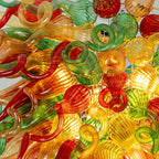 Abstract Luxury Multicolor Hand-Blown Glass Chandelier Chihuly-Style Sculptural Glass Art Pendant Light