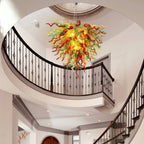 Abstract Luxury Multicolor Hand-Blown Glass Chandelier Chihuly-Style Sculptural Glass Art Pendant Light