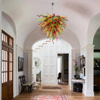 Abstract Luxury Multicolor Hand-Blown Glass Chandelier Chihuly-Style Sculptural Glass Art Pendant Light