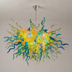 Colorful Oval Shape Hand-Blown Sculptural Glass Chandelier Chihuly-Style Stained Glass Spiral Art Pendant Light