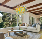 Colorful Oval Shape Hand-Blown Sculptural Glass Chandelier Chihuly-Style Stained Glass Spiral Art Pendant Light