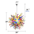 Multi Colors Sunburst Blown Glass Chandelier Chihuly Style Vibrant Art Glass Starburst Pendant Light