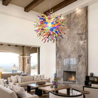 Multi Colors Sunburst Blown Glass Chandelier Chihuly Style Vibrant Art Glass Starburst Pendant Light