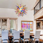 Multi Colors Sunburst Blown Glass Chandelier Chihuly Style Vibrant Art Glass Starburst Pendant Light