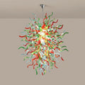 Colorful Chihuly-Style Artisan Blown Glass Chandelier Contemporary Green Red Aqua Blue Glass Sculptural Pendant Light