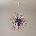 Radiating starburst Artisan Blown Glass Chandelier Multicolor Chihuly-Style Sculptural Pendant Light