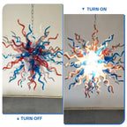 Radiating starburst Artisan Blown Glass Chandelier Multicolor Chihuly-Style Sculptural Pendant Light