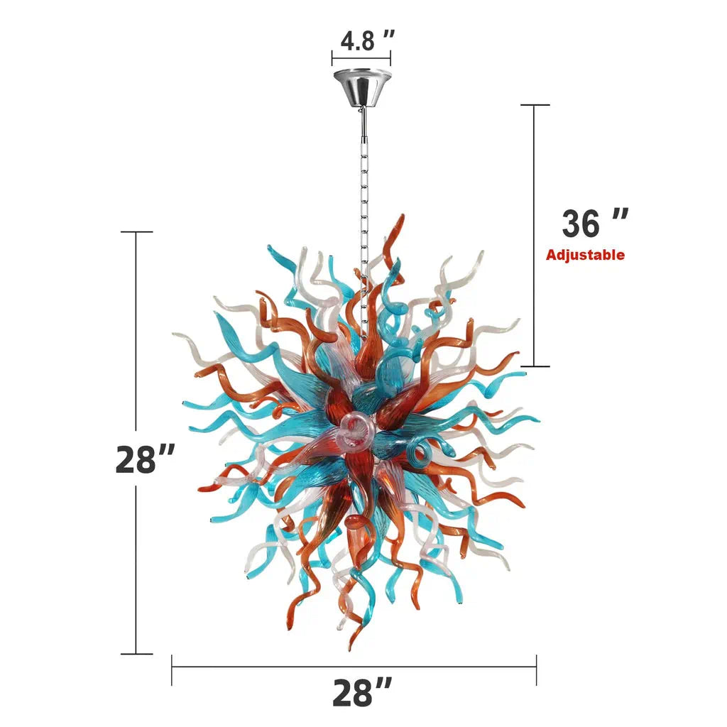 Artisan Multicolor Blown Glass Chandelier Chihuly-Style Sculptural Starburst Glass Pendant Lighting