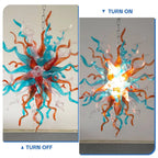 Artisan Multicolor Blown Glass Chandelier Chihuly-Style Sculptural Starburst Glass Pendant Lighting