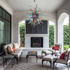 Artisan Multicolor Blown Glass Chandelier Chihuly-Style Sculptural Starburst Glass Pendant Lighting