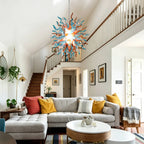 Artisan Multicolor Blown Glass Chandelier Chihuly-Style Sculptural Starburst Glass Pendant Lighting