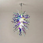 Chihuly Style Blue and Lavender Sculptural Art Blown Glass Chandelier Modern Multi-Tone Pendant Light