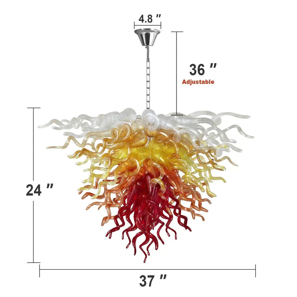 Luxury Ombre Hand-Blown Glass Chandelier Chihuly-Style Sculptural Glass Art Pendant Light