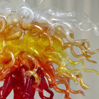 Luxury Ombre Hand-Blown Glass Chandelier Chihuly-Style Sculptural Glass Art Pendant Light