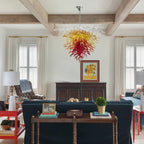 Luxury Ombre Hand-Blown Glass Chandelier Chihuly-Style Sculptural Glass Art Pendant Light