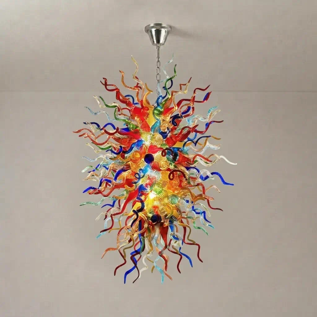 Kaleidoscope Luxury Multicolor Hand-Blown Glass Chandelier Large Chihuly-Style Sculptural Glass Art Pendant Light