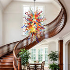 Kaleidoscope Luxury Multicolor Hand-Blown Glass Chandelier Large Chihuly-Style Sculptural Glass Art Pendant Light
