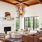 Kaleidoscope Luxury Multicolor Hand-Blown Glass Chandelier Large Chihuly-Style Sculptural Glass Art Pendant Light