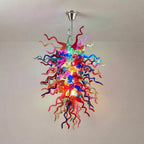 Luxury Kaleidoscope Rainbow Hand-Blown Glass Chandelier Multi-Color Chihuly-Style Sculptural Glass Art Pendant Light