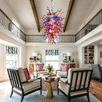 Luxury Kaleidoscope Rainbow Hand-Blown Glass Chandelier Multi-Color Chihuly-Style Sculptural Glass Art Pendant Light