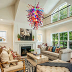 Luxury Kaleidoscope Rainbow Hand-Blown Glass Chandelier Multi-Color Chihuly-Style Sculptural Glass Art Pendant Light