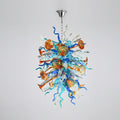 Large Multicolor Artisan Hand-Blown Glass Chandelier Twisted glass with morning glory Sculptural Pendant Light