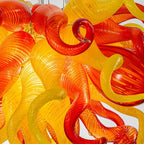 Murano-Style Hand-Blown Glass Art Chandelier Red & Yellow Flame-Inspired Sculptural Pendant Light