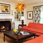 Murano-Style Hand-Blown Glass Art Chandelier Red & Yellow Flame-Inspired Sculptural Pendant Light