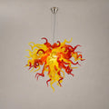 Murano-Style Hand-Blown Glass Art Chandelier Red & Yellow Flame-Inspired Sculptural Pendant Light