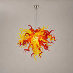 Murano-Style Hand-Blown Glass Art Chandelier Red & Yellow Flame-Inspired Sculptural Pendant Light