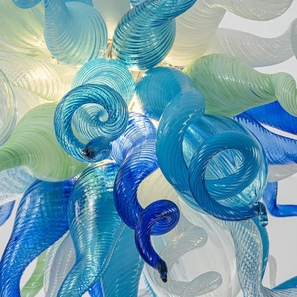 Murano-Style Hand-Blown Glass Chandelier Ocean Theme Sculptural Glass Art Pendant Light