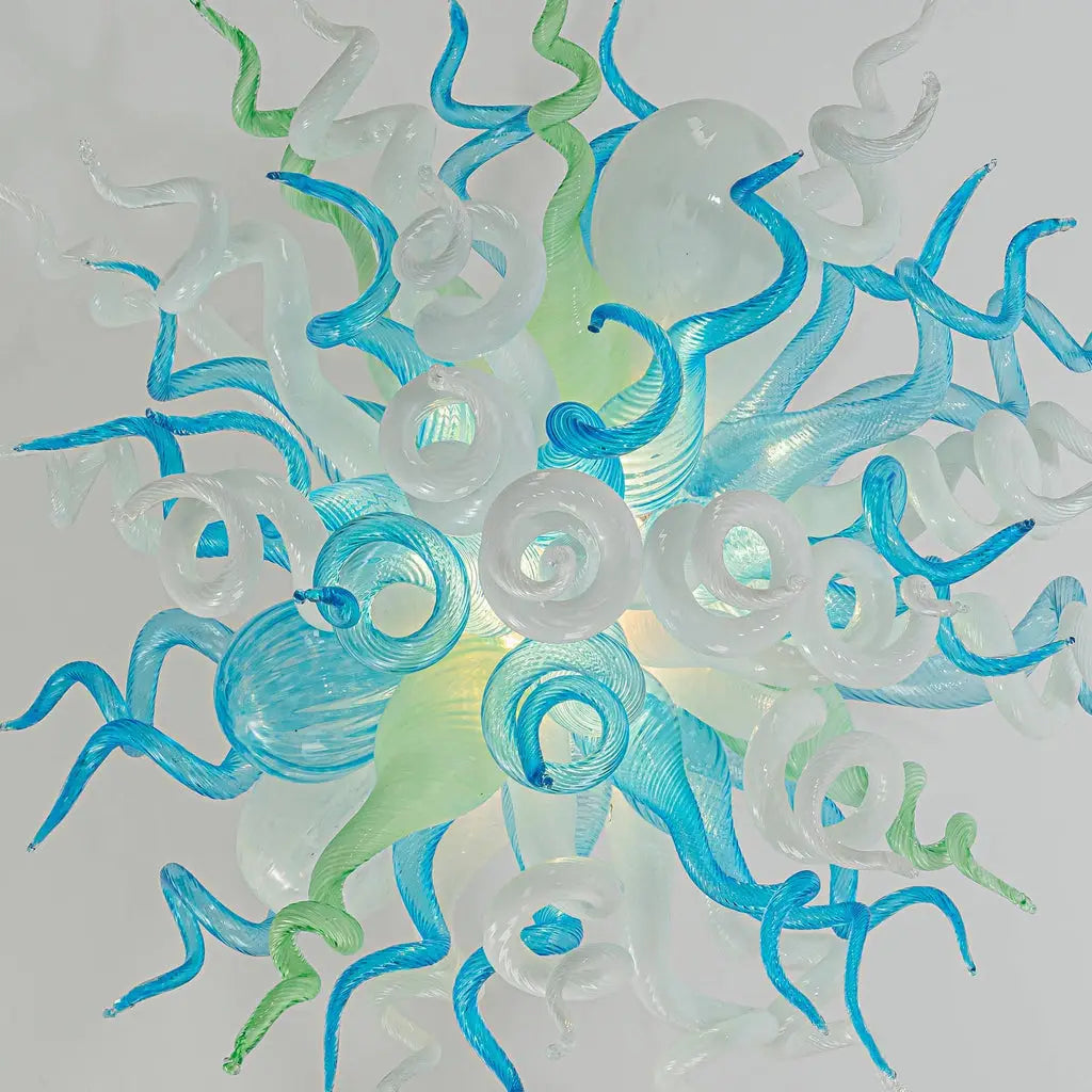 Ocean-Inspired Hand-Blown Glass Chandelier Chihuly Style Modern Coastal Sculptural Pendant Light