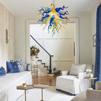 Murano-Style Hand-Blown Glass Art Chandelier Chihuly-Style Multicolor Sculptural Pendant Light