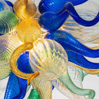 Murano-Style Hand-Blown Glass Art Chandelier Chihuly-Style Multicolor Sculptural Pendant Light