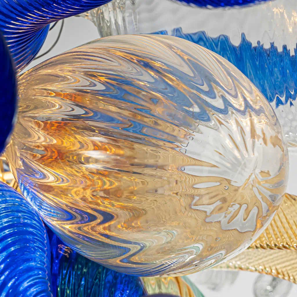 Murano-Style Hand-Blown Glass Art Chandelier Chihuly-Style Multicolor Sculptural Pendant Light