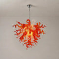 Murano-Inspired Hand-Blown Glass Chandelier Chihuly-Style Red & White Sculptural Art Pendant Light