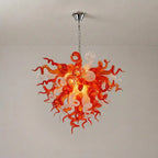 Murano-Inspired Hand-Blown Glass Chandelier Chihuly-Style Red & White Sculptural Art Pendant Light