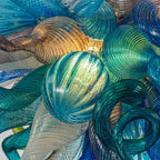 Murano Style Hand-Blown Glass Chandelier Chihuly-Style Colorful Artisan Ribbon Cluster Pendant Light